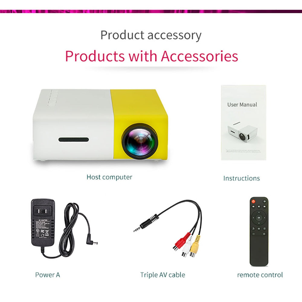 LEJIADA YG300 Pro LED Mini Projector 480x272 Pixels Supports 1080P HDMI-compatible USB Audio Portable Home Media Video Player