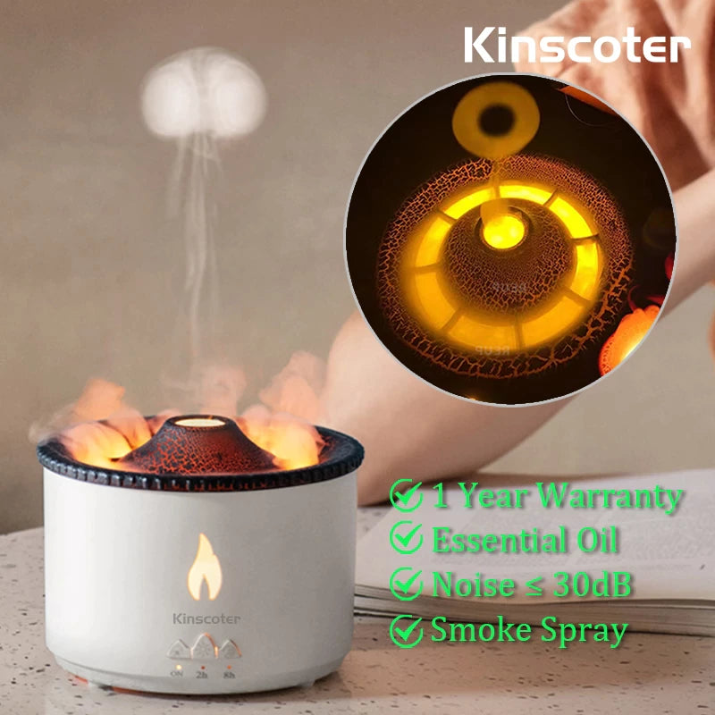 Jellyfish Smoke Ring Spray Air Humidifier Volcano Flame Aromatherapy Essential Oil Diffuser Ultrasonic Atomizer Spray For Home