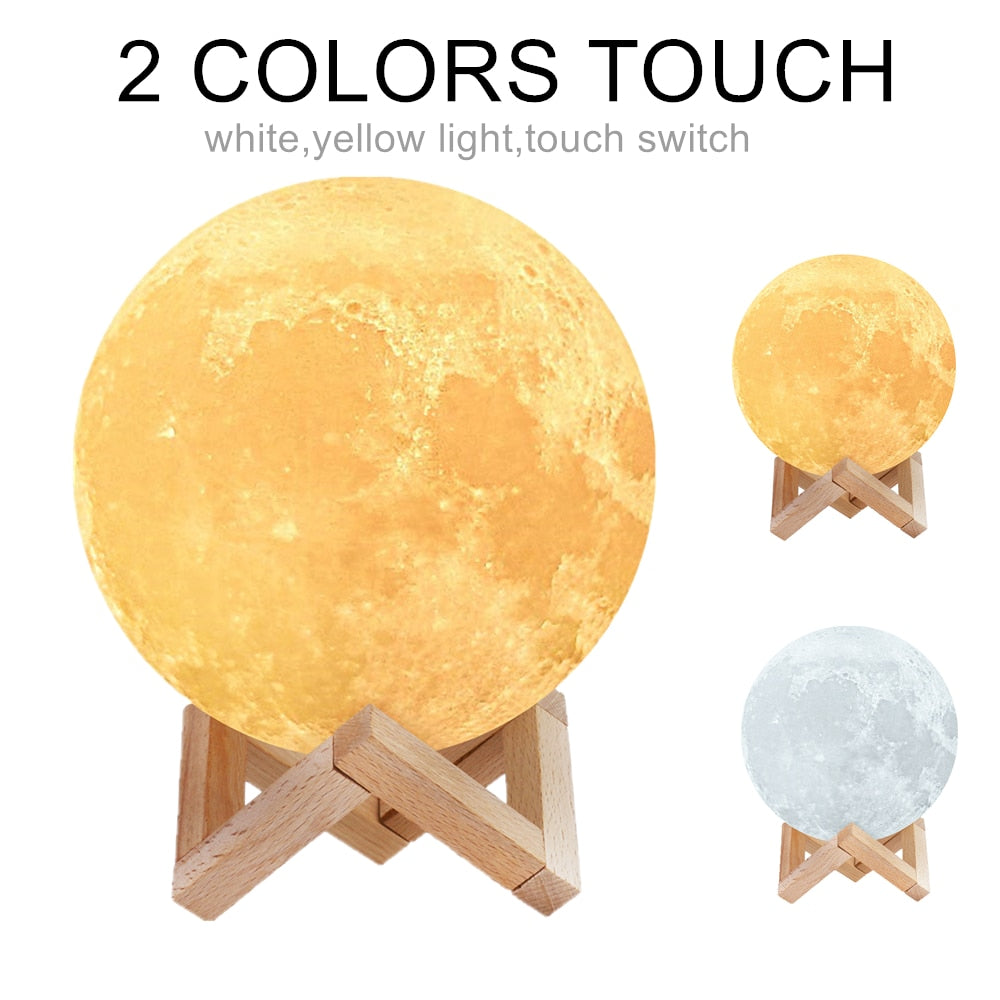 LED Night Lights Moon Lamp 3D Print Moonlight Timeable Dimmable Rechargeable Bedside Table Desk Lamp Children's Leds Night Light