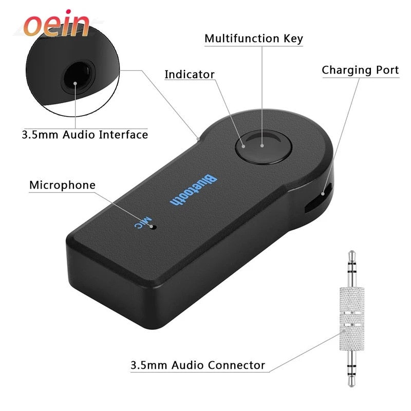 2-in-1 Wireless Bluetooth 5.0 Transceiver Adapter 3.5mm Car Music Audio Aux A2DP Headset Receiving