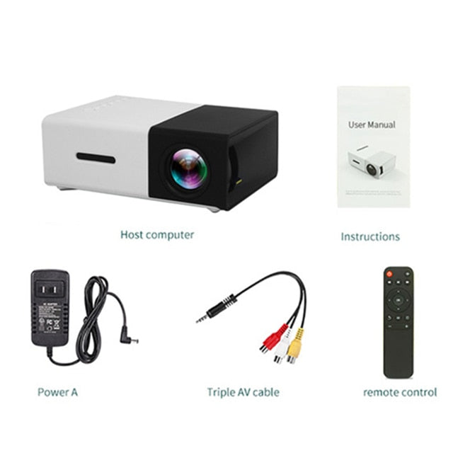 LEJIADA YG300 Pro LED Mini Projector 480x272 Pixels Supports 1080P HDMI-compatible USB Audio Portable Home Media Video Player