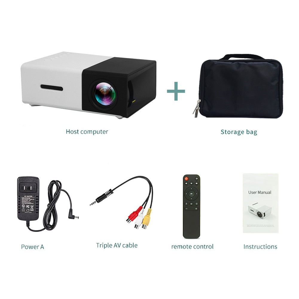 LEJIADA YG300 Pro LED Mini Projector 480x272 Pixels Supports 1080P HDMI-compatible USB Audio Portable Home Media Video Player