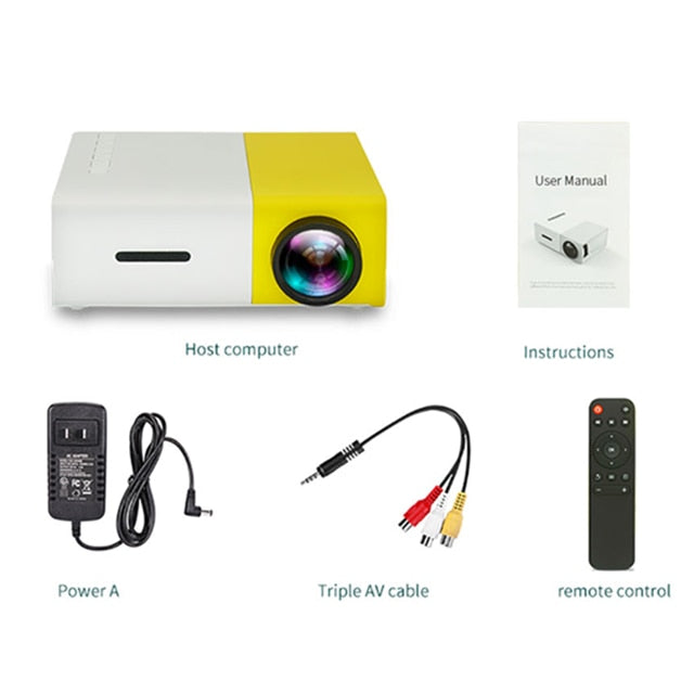 LEJIADA YG300 Pro LED Mini Projector 480x272 Pixels Supports 1080P HDMI-compatible USB Audio Portable Home Media Video Player