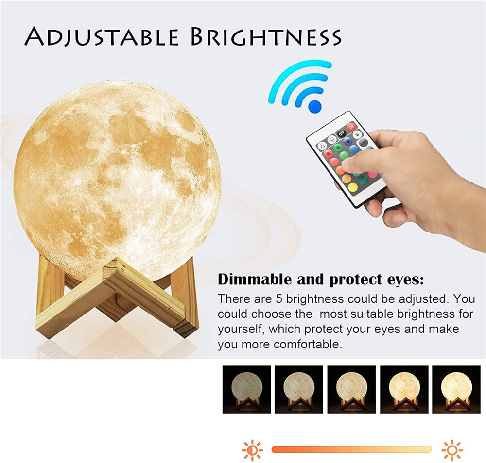 LED Night Lights Moon Lamp 3D Print Moonlight Timeable Dimmable Rechargeable Bedside Table Desk Lamp Children&#39;s Leds Night Light